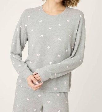 PJ Salvage Butterfly Kisses Long-Sleeve Top In H Grey