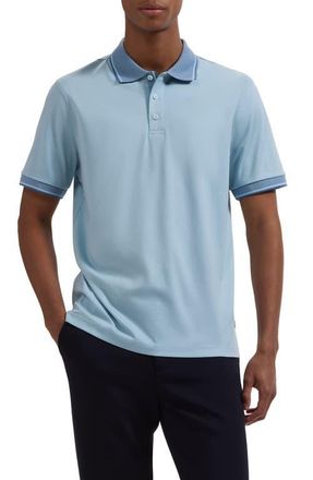 Bugatchi Tipped Pima Cotton Piqu&eacute; Polo in Ether at Nordstrom, Size Xx-Large