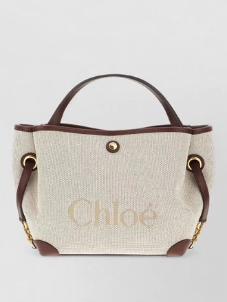 Chlo&eacute; canvas tote handbag dual handles trim