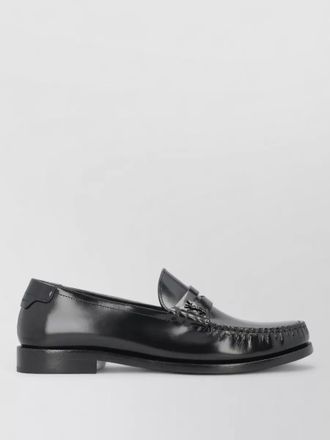 Saint Laurent monogram calf leather loafers round toe
