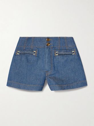 Zimmermann Shorts In Denim Con Dettagli Intrecciati Wylie - Blu