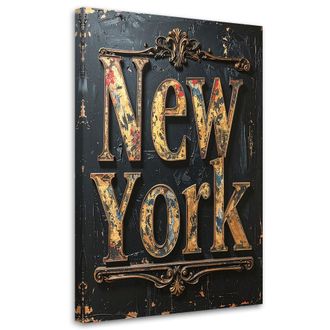 Feeby Cuadro En Lienzo, Letras Tipogr&aacute;ficas De Nueva York, 80x120