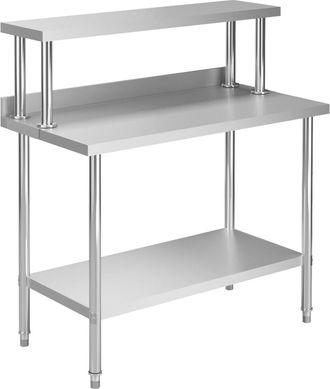 vidaXL Mesa De Trabajo De Cocina Con Estante Acero Inox 120x60x120 Cm Vidaxl