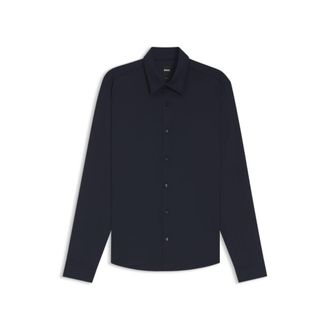 BOSS Performance-stretch slim-fit shirt in structured jersey