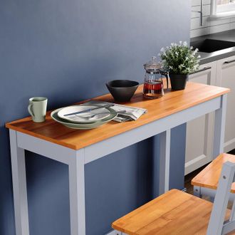 Elegant Lighting Elegant - 117 x 59 x 19.5cm Dining Table Set Modern Kitchen Furniture Bar Table Set for Bar, Café, or Small Restaurant, Honey/White Natural Pine