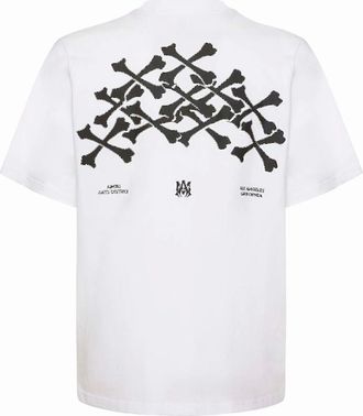 Amiri Mens Amiri Hollywood Bones Stacked Logo T-Shirt in White - Size: 42