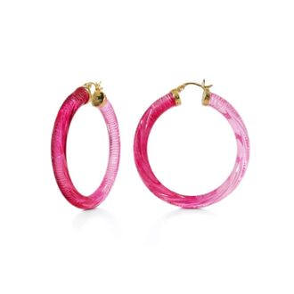 Gold & Honey Womens Ombre Painted Instyle Lucite Hoop Earrings In Pink & Red
