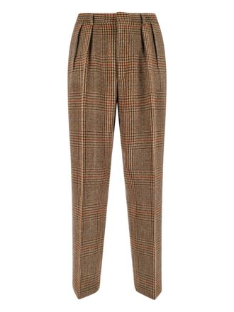 Polo Ralph Lauren Brown Prince Of Wales Wool Straight-Leg Pants