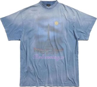 Balenciaga Paris Moon T-shirt Blue 739028TQVO14530