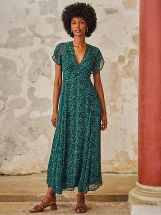 Fat Face FatFace V & A FatFace Maisie Green Seaflower Petite Maxi Dresses