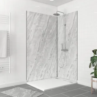 Aurlane Paneles De Pared De Paquete + Perfil De Esquina Negra Mate + 2 Perfiles De Acabado Negro Mate - 120x90x210 - Ice Lunar 120