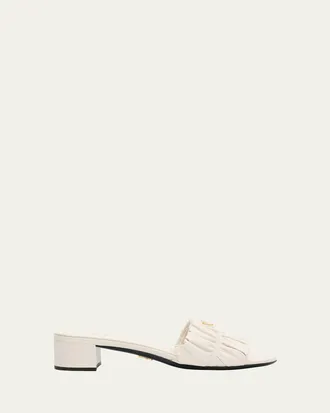 Prada 35mm Matelasse Nappa Leather Block-Heel Sandals