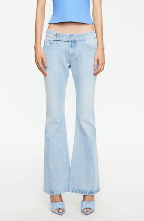 Lioness Hilton Button Tab Straight Leg Jeans in Light Denim at Nordstrom, Size X-Small