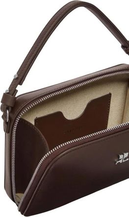 Courrèges Crossbody Bags - Chocolate Brown Calf Leather Courreges Handbag Wit - Gr. unisize - in Braun - für Damen