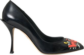Dolce & Gabbana Zwarte Leren WOW Patch Hakpumps Schoenen