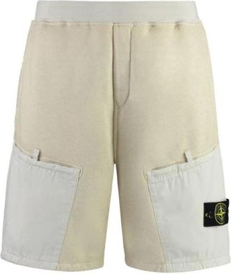 Stone Island Fleece Track Shorts - Heren - Korte Broeken - Beige - L - Katoen - Korte Broeken
