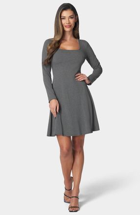 Bebe Womens Rib Long Sleeve Godet Dress