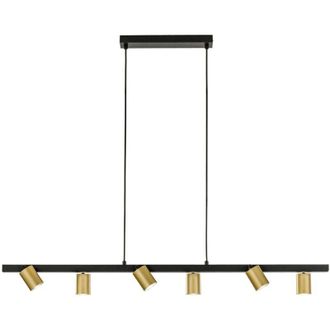 Luce-Ambiente-Design Luce Ambiente E Design - Sospensione nizza in metallo nero con sei spot oro orientabili