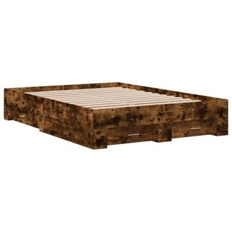 Berkfield Home Modern Bed Frame with Drawers without Mattress Smoked Oak 120x200 cm in Brown | Size: Small Double
