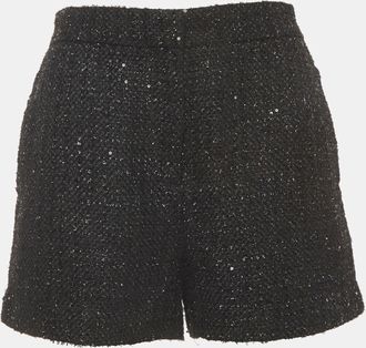Maje Black Sequin Tweed Shorts