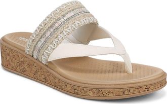 Life Stride Birdie Wedge Flip Flop in Natural Tan /White Multi at Nordstrom, Size 8.5