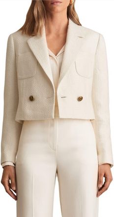 Reiss Mia Tweed Crop Jacket in White at Nordstrom, Size 14 Us
