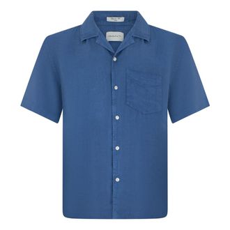 GANT Short Sleeve Shirts, male, Blue, Size: M Short Sleeve Cotton Shirt