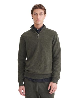 Naadam Mens Signature Cashmere Quarter Zip,Olive,XL