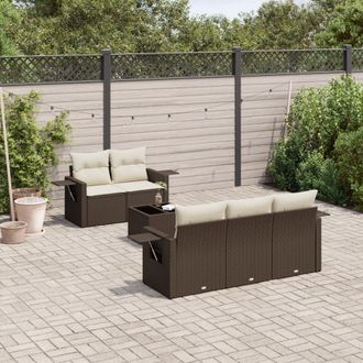 vidaXL Vidaxl Set Divano Da Giardino 6 Pz Con Cuscini Marrone In Polyrattan
