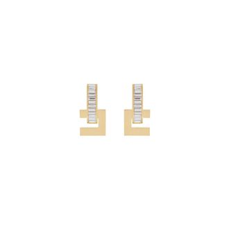 Elisabetta Franchi Accessoires, Dames, Geel, ONE Size, Oorbellen met strass en logo