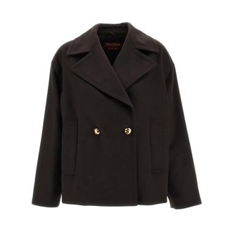 Max Mara Dubbele Revers Caban - Dames - Mantel - Bruin - S - Wol - Jassen