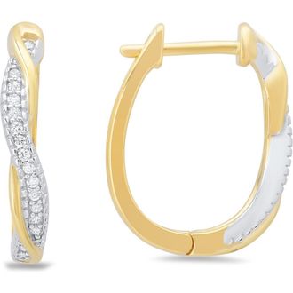 Queen Jewels Two-Tone Cubic Zirconia Swirl Hoop Earrings in Silver/Gold at Nordstrom Rack