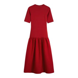 Toteme Twinflower Tee Dress - female - Tot&ecirc;Me - Midi Dresses - Red - M - Dresses