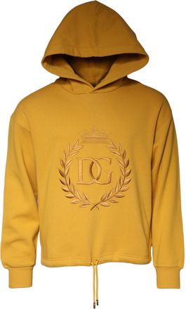 Dolce & Gabbana Mens Hooded Sweatshirt Dg Crest Model - Beige Cotton - Size EU 44 (Mens)