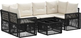 vidaXL Conjunto De Sof&aacute;s De Jard&iacute;n 7 Uds. Negro Rat&aacute;n Sint&eacute;tico Vidaxl