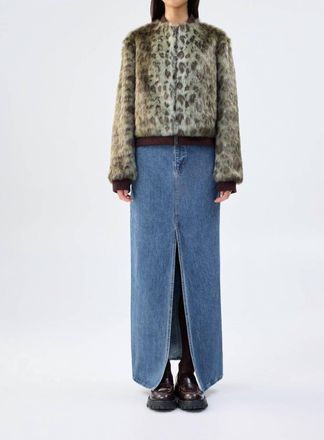Unreal Fur Foliage Jacket In Green Leopard