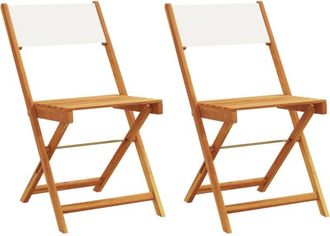 vidaXL Vidaxl - Sillas De Bistr&oacute; 2 Uds Madera Maciza Acacia Y Tela Crema Blanco