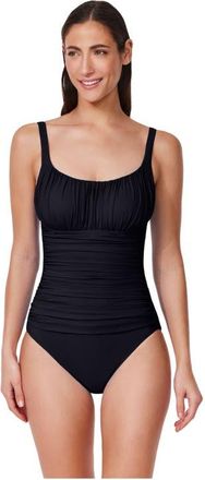 Gottex Tutti Frutti Shirred Peasant One Piece in Black at Nordstrom, Size 12