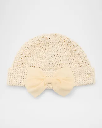 Valentino Garavani VLogo Signature Bow Cotton Knit Beanie
