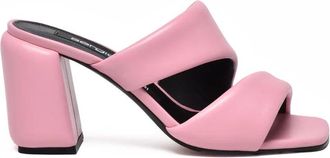 Sergio Rossi Pink Block Heel Padded Leather Mules