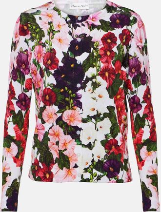 Oscar De La Renta Floral cotton-blend cardigan