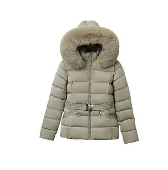 Generic Womens Hooded Down Jacket - Belted, Warm, Loose-Fitting, Thickened Casual Outerwear Light Blue