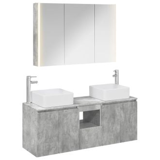 vidaXL Juego De Muebles De Ba&ntilde;o 4 Uds. Gris Hormig&oacute;n Vidaxl
