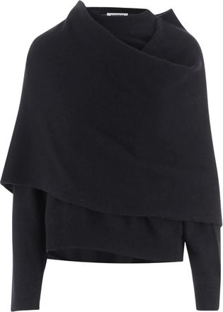 Darkpark Darkpark - Wollen trui van kasjmier met drapage - Dames - Truien - Zwart - Maat: S Wol