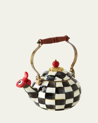 MacKenzie-Childs Courtly Check Enamel Whistling Tea Kettle