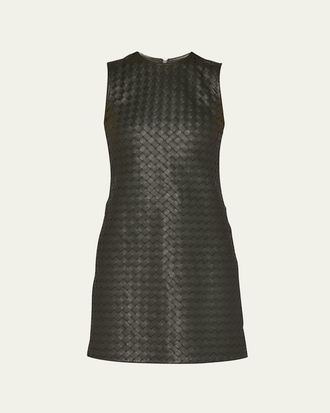 Bottega Veneta Leather Intrecciato Weave Mini Dress