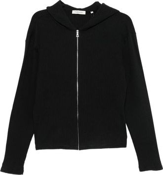 Sunflower Ribbed-knit Zip-up Hoodie