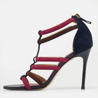 Carolina Herrera CH Carolina Herrera Size 38 Multicolor Suede Ankle Strap Sandals
