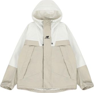 New Balance Logo Embroidered Colorblock Hooded Jacket Couple Style White 5AC14103-BEI