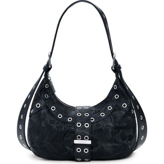 Desigual Grommet Faux Leather Shoulder Bag in Black at Nordstrom